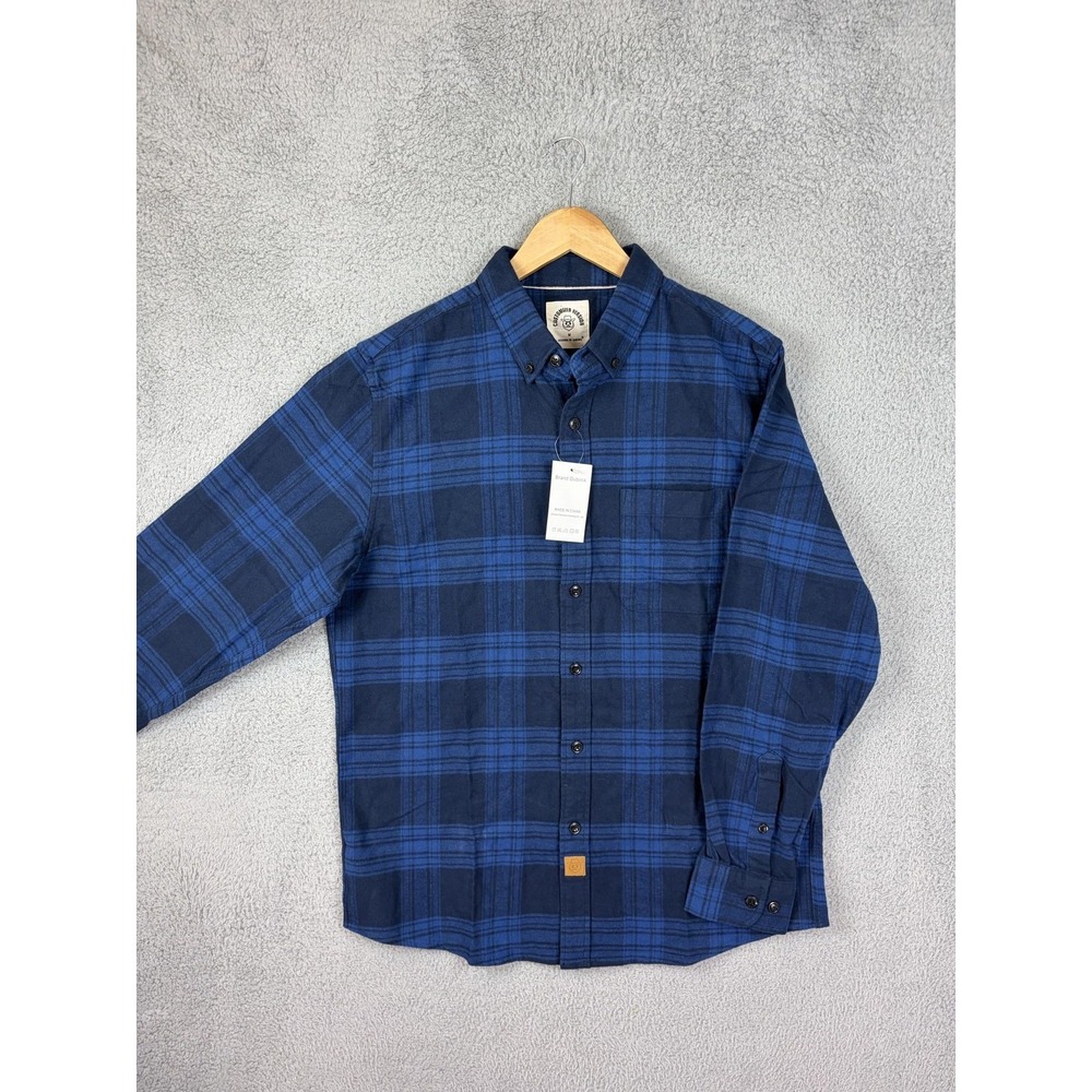 Dubinik Shirt Mens Medium Blue Plaid Flannel Long Sleeve Button Front Casual New